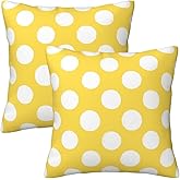 HOSTECCO Polka Dot Throw Pillow Covers 18x18 inch Set of 2 Boho Yellow Pillow Cases Modern Decorative Cushion Covers for Sofa Couch