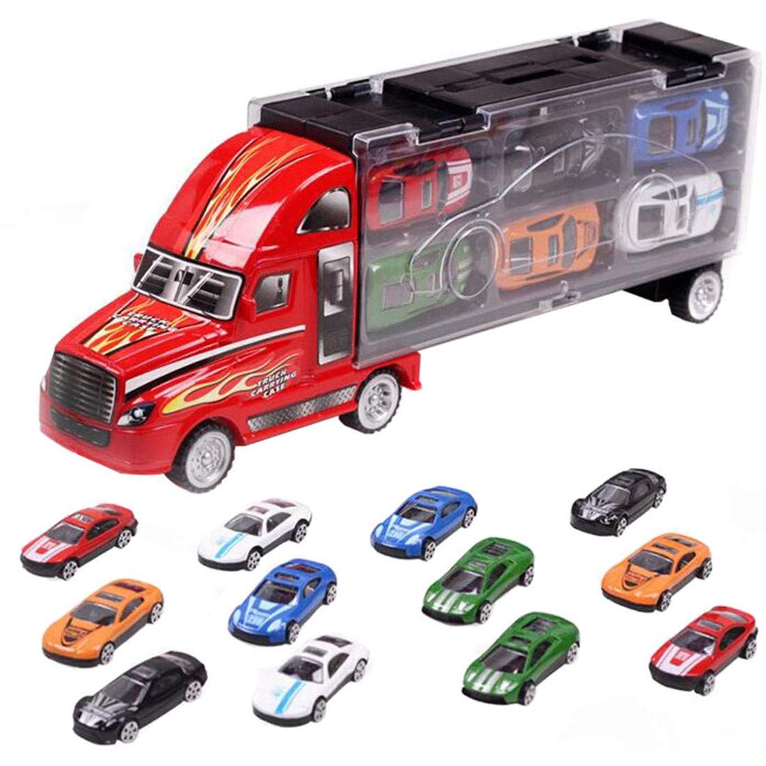 Lzd Truck Transport Car Carrier Toy Truck Includes 12 Toy Cars Great Car Toys Gift For Boys And Girls