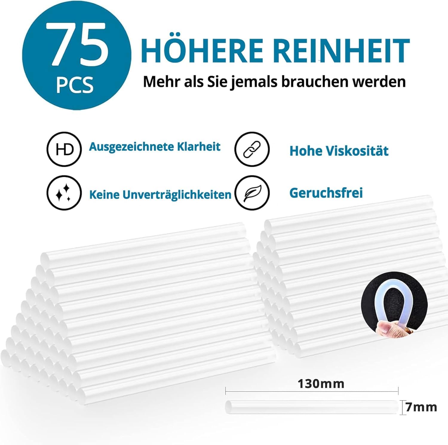 Tilswall Heißklebepistole 50W mit 75 Klebesticks 7 mm x 130 mm, Heissklebepistole für Schule, Heimwerken, Kunsthandwerk und schnelle Reparaturen im Haushalt 6
