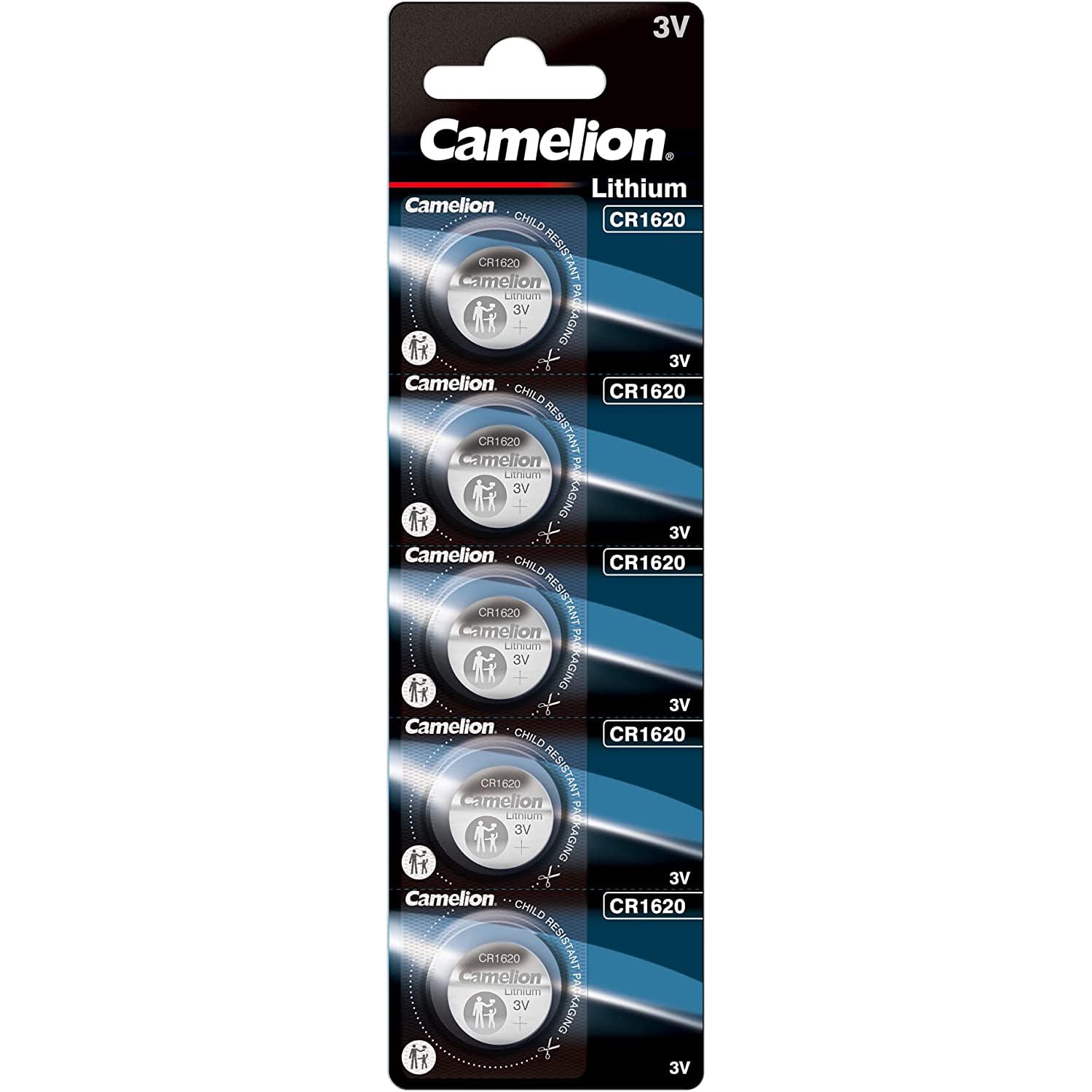 Camelion CR1620 3 V Lithium-Ion Button Cell Battery (Pack of 5)