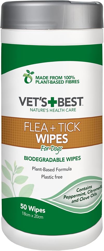 Vet's Best Flea & Tick Wipes for Dogs 50 Wipes Natural Formula