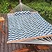 Lazy Daze Hammocks 12 FT Double Quilted Hammock with Spreader Bars and Detachable Pillow, 2 Person Hammock for Outdoor Patio Backyard Poolside, 450 LBS Weight Capacity, Blue Chevron Stripe
