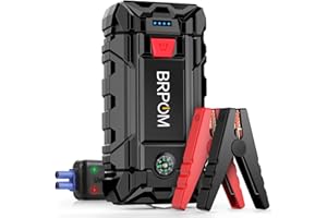 BRPOM Car Jump Starter, 3000A Peak 15800mAh (up to 7.0L Gas or 5.5L Diesel Engine, 30 Times) 12V Auto Booster Battery Pack Jump Box with Quick Charger Smart Jump Cables