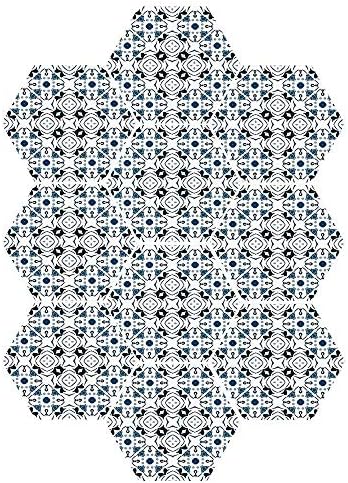 MOOCOM Traditional House Decor Durable Hexagon Ceramic Tile Stickers,Decorative Petals and Octagon Forms Royal Victorian Figures,for Bedroom,9 x 7.8 inch (10PCS/Set)
