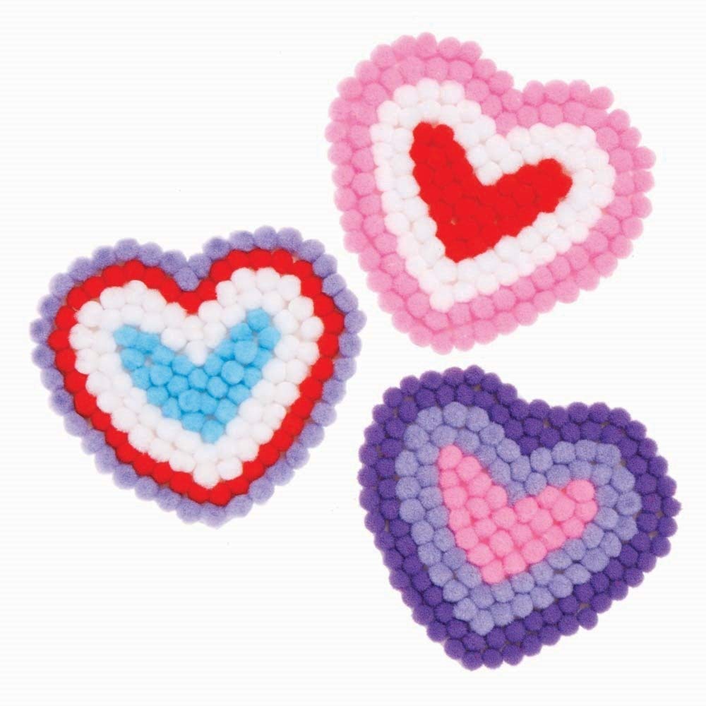Baker Ross AX712 Heart Pom Pom Kits - Pack of 5, Creative Art and Craft Supplies for Kids to Make Decorate and Display - Image 4