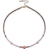 LOUHCY Beaded Choker Necklace for Women, Boho Natural Stone Pearl Choker Necklace Handmade Summer Beach Jewelry