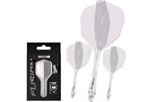 Winmau Darts Fusion Integrated Flight & Shaft System - No.6 Shape and Design - Available in Short, Intermediate & Medium - Black, Yellow and Clear