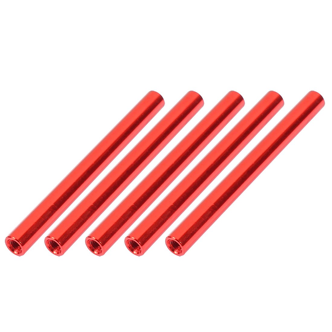 Sourcingmap 5 Pcs M3 x 55mm Round Aluminiferous Column Alloy Standoff Spacer Stud Fastener for Quadcopter Red