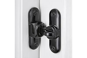 Wocoe Barn Door Latches,Black 90/180 Degree Gate Lock,Flip Gate Latches Hardware,Zinc Alloy Right Angle Door Lock Latch,Door Security Sliding Door Latch Lock for Cabinets
