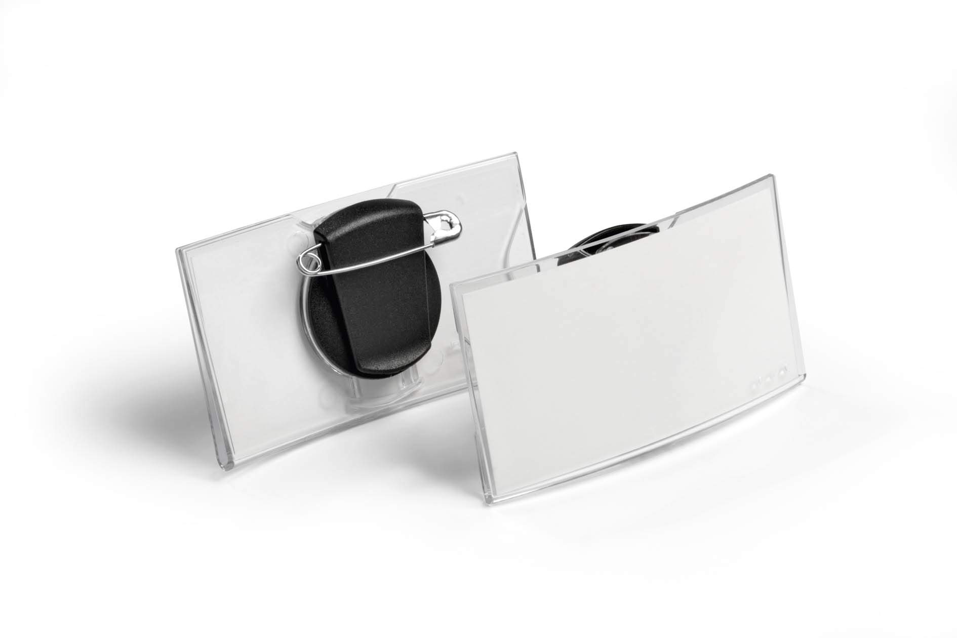 Durable Name Badges Convex with Combi-Clip for Pin or Clip to Clothing 75 x 40 mm Ref 8124 (Pack of 25)