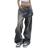 EMMIOL Women Wide Leg Jeans Mid-Low Waist Baggy Jeans Loose Boyfriends Jeans Y2K 90s Denim Pants