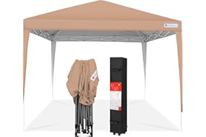 Best Choice Products 10x10ft Pop Up Canopy Outdoor Portable Folding Instant Lightweight Gazebo Shade Tent w/Adjustable Height, Wind Vent, Carrying Bag - Tan