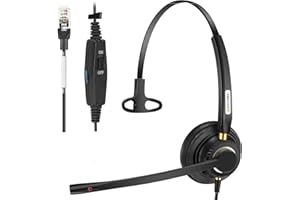 Arama RJ9 Telephone Headset with Microphone Noise Cancelling, Office Phone Headset Compatible with Plantronics S12 Polycom VVX310 VVX410 VVX411 Avaya 1416 ShoreTel 230 Allworx NEC Landline Phones