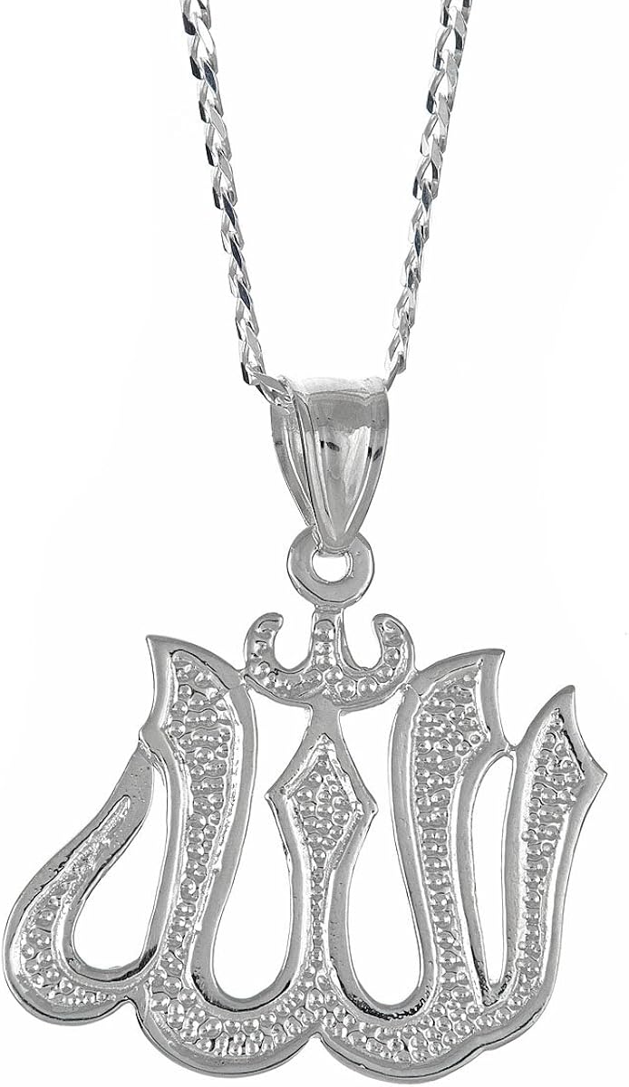 Better Jewelry .925 Sterling Silver Muslim/Islam Allah Pendant w. Cuban