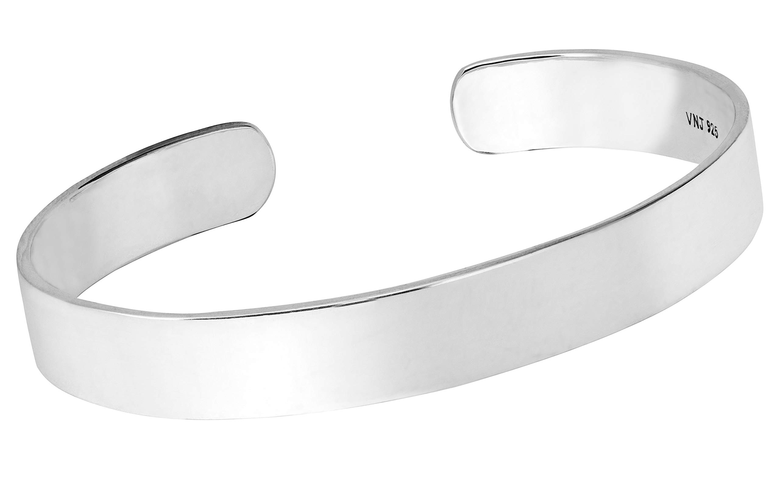 Treasure Bay Mens 10mm Solid Plain 925 Sterling Silver Bangle Bracelet Jewelley Gift for Men