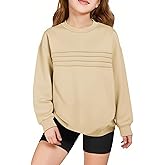 Haloumoning Kids Girls Crewneck Sweatshirt Casual Long Sleeve Pleated Front Casual Fall Pullover Tops 5-14 Years