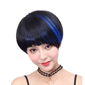 Amazon Com Fengkuo Silver Star Wig Short Hair Female Handsome