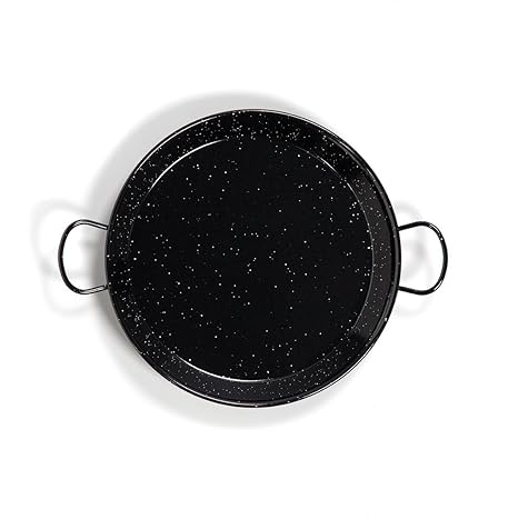 La Valenciana Pfanne 10 cm, emaillierter Edelstahl, Paella-Pfanne, Schwarz 50 cm schwarz
