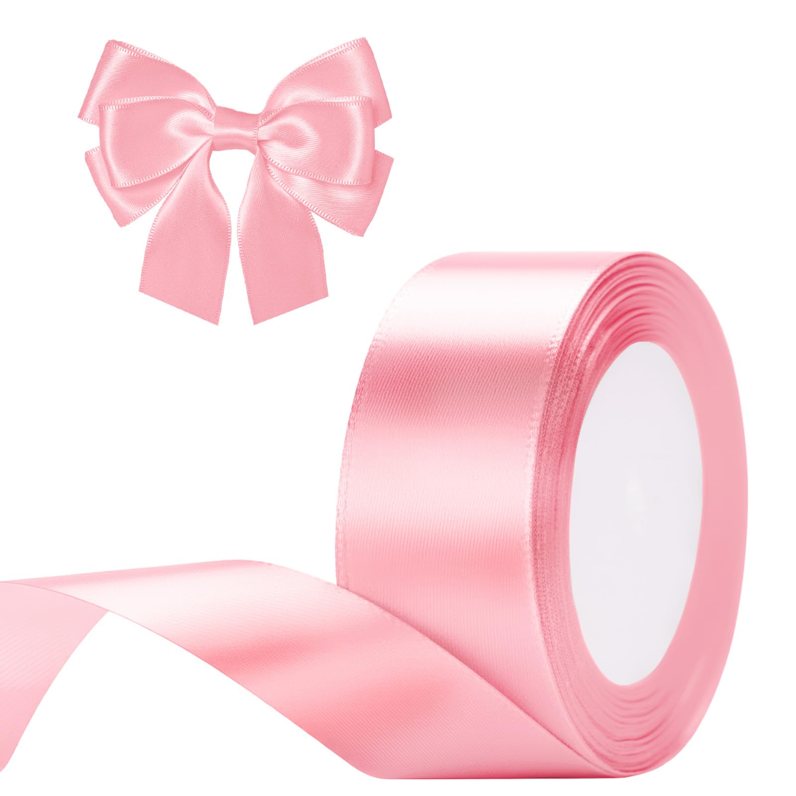 G2PLUS Pink Satin Ribbons 40mm: 22M Wide Fabric Ribbons for Gift Wrapping, Crafting, Wedding Decoration