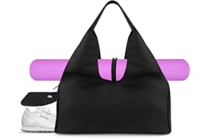 Welltop Women Yoga gym bag with Shoe Compartment and Yoga Mat Holder, Dry Wet Separated gym bag, Large Capacity Sport duffle bag Fitness Bags for Women