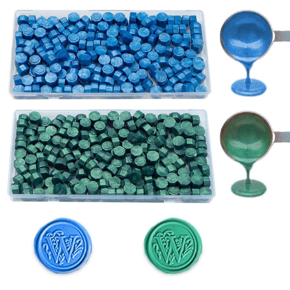 ANBOSE 200 PCS Sky Blue and 200 PCS Pine Green Sealing Wax Beads for Making Party Invitations — image 1