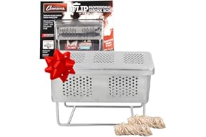 Camerons The Flip Professional Hot & Cold Smoker Box - Patented BBQ Grill Smoke Box for Gas or Charcoal Grill w Firestarters - Infuse Smoky Barbecue Flavor into Thanksgiving Dinner- Grilling Xmas Gift
