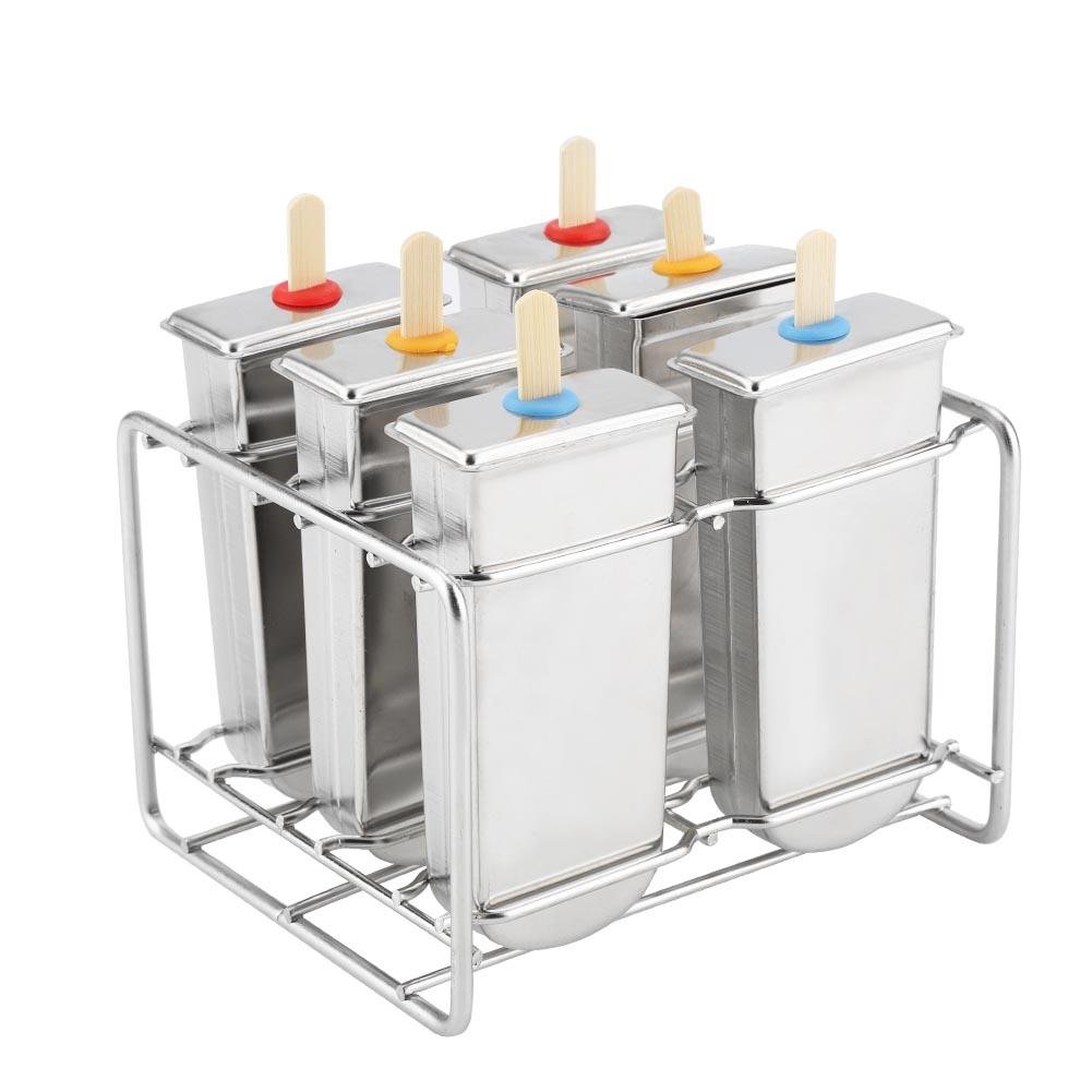 Cafopgrill Stainless Steel Ice Popsicle Molds Kit Ice Makers with Tray Industrial Home Kitchen DIY Ice Mould Maker Tool(4#)