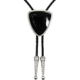 LAXPICOL Vintage Western Cowboy Black Stone Bolo Tie For Men