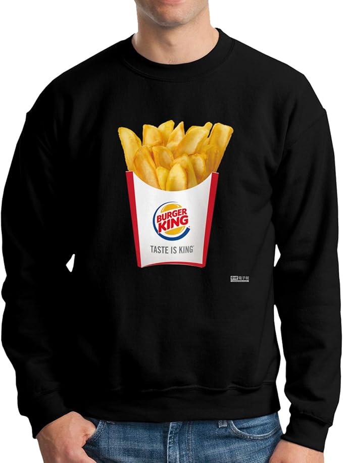 Lwjki Men'S Style Burger King French Fries Sweaters Black at Amazon Menâs Clothing store