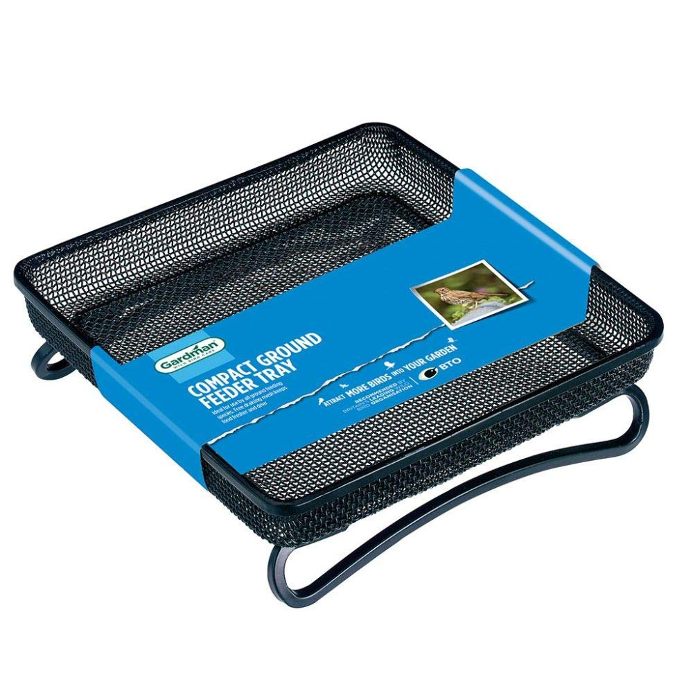 Gardman A01305 Compact Ground Feeder Tray - Black, 18x18x5 cm