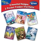New Generation GO Alive - Fantasy - 2 Pocket Folder/Portfolio, 3 Hole Punch - 6 Folders per Pack,Assorted Fashionable Designs UV Laminated Folders. (6 Pack FOLDERS)