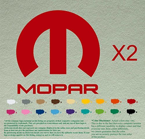 Two Mopar Dodge Plymouth Chrysler Decal Sticker Logo Name plate Emblem Pair … (7", Red 031)