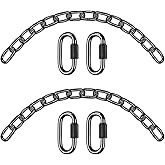 BeneLabel 2Pcs 28 inch Black Heavy Duty Hanging Chains with 4 Carabiners 1000 LB Capacity Hanging Hammock Chair Hardware Extension Chain for Swing, Hanging Chair, Punching Bags, Indoor and Outdoor