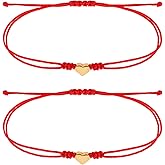 ElevateTech 2 Pcs Kabbalah Red String Bracelet for Women Red String Bracelets Jewelry for Good Fortune Protect Matching Heart Friendship Bracelets for Friends Mother Daughter Couples Valentine's Day