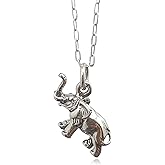 EnCharmed Sterling Silver African Elephant 3D Charm Necklace, 18"