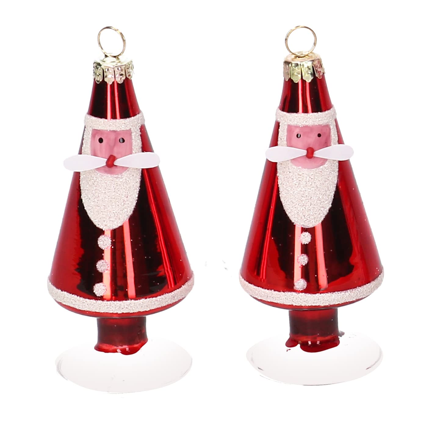 Pack of 4 Santa Claus Glass Tree Decorations with Hook