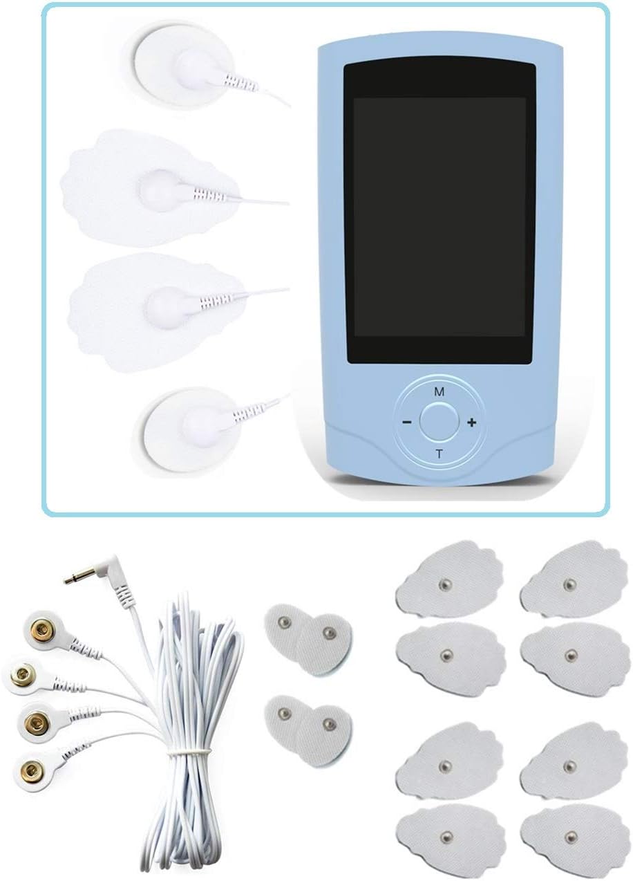 TENS Unit 16 Modes Portable Electro Massage Pain Relief Therapy Device Pulse Impulse Massage Blue Device Extra Pads 4 in 1 Wire