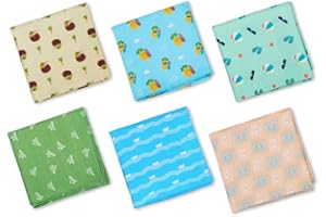 HexaFun 100% Pure Organic Cotton Unisex Handkerchief, Multi-color & Printed, Soft & Stylish, Hankies for Men & Women