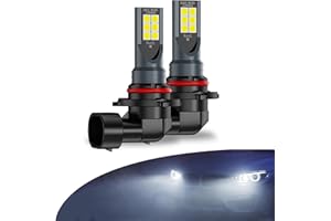 Yumfugu Pack-2 9006 Car Fog Light Bulbs, 3030 12SMD Chipsets LED Bulbs, 6000K High Brightness Stable Light Source Reversing Light, 1500LM 360 Degrees Lighting Tail Light, for Most Cars (White)