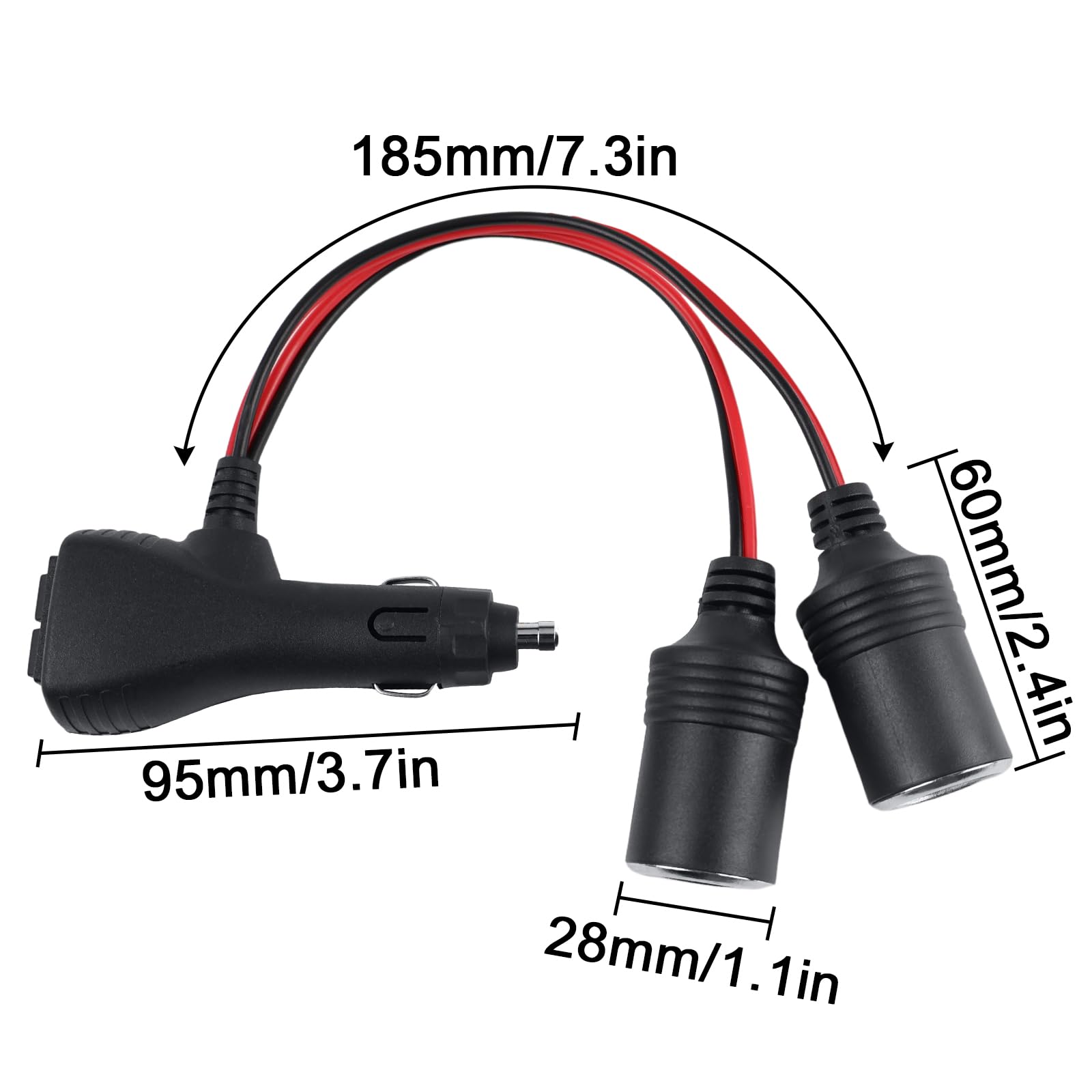 Presa Accendisigari 12V / 24V Sdoppiatore Accendisigari Auto 1 Spina Maschio a 2