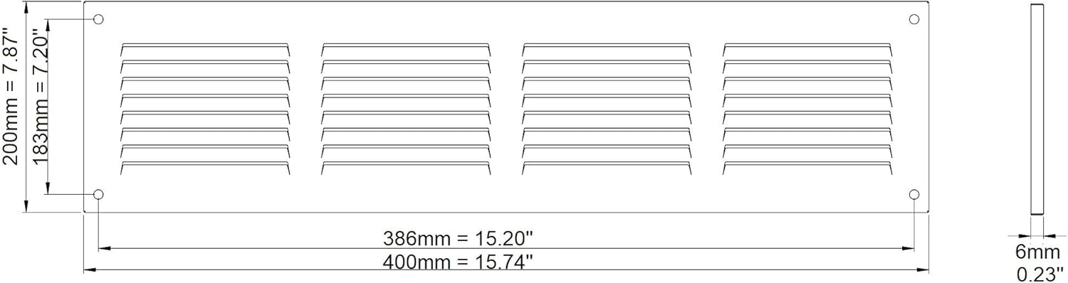 400x200mm / 16x8" inch Brown Metal Air Vent Grille Cover with Insect Mesh - Ventilation Cover - Image 3