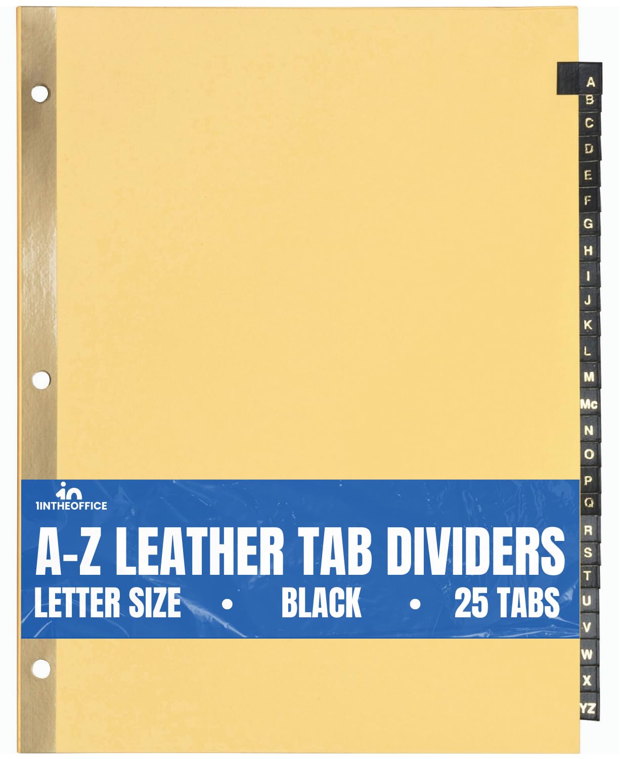Photo 1 of 1InTheOffice Alphabet Dividers for 3 Ring Binder, A-Z Leather Dividers, 25-Tab, Black