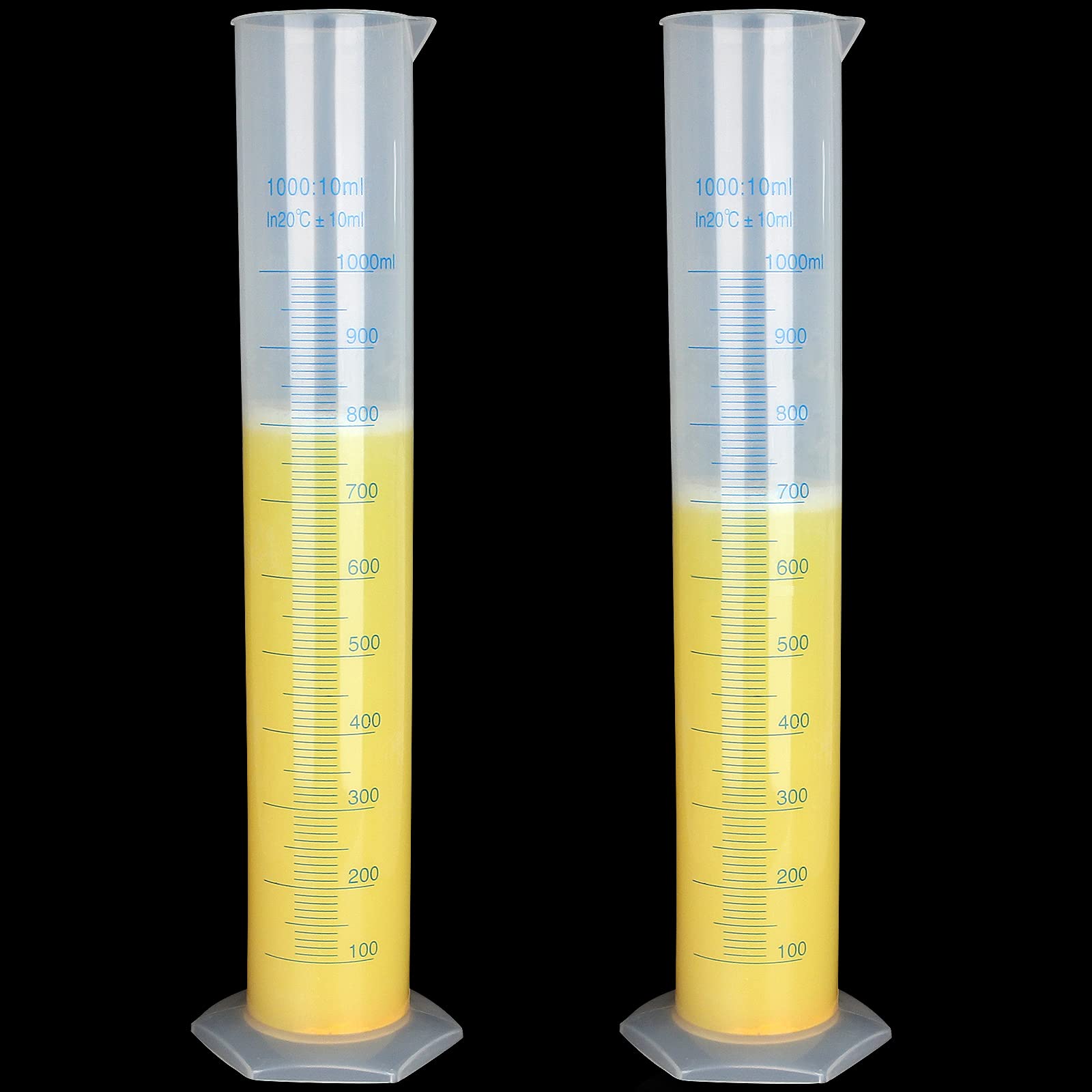 2Pack 1000ml Plastic Graduated Cylinder, 2-Sided