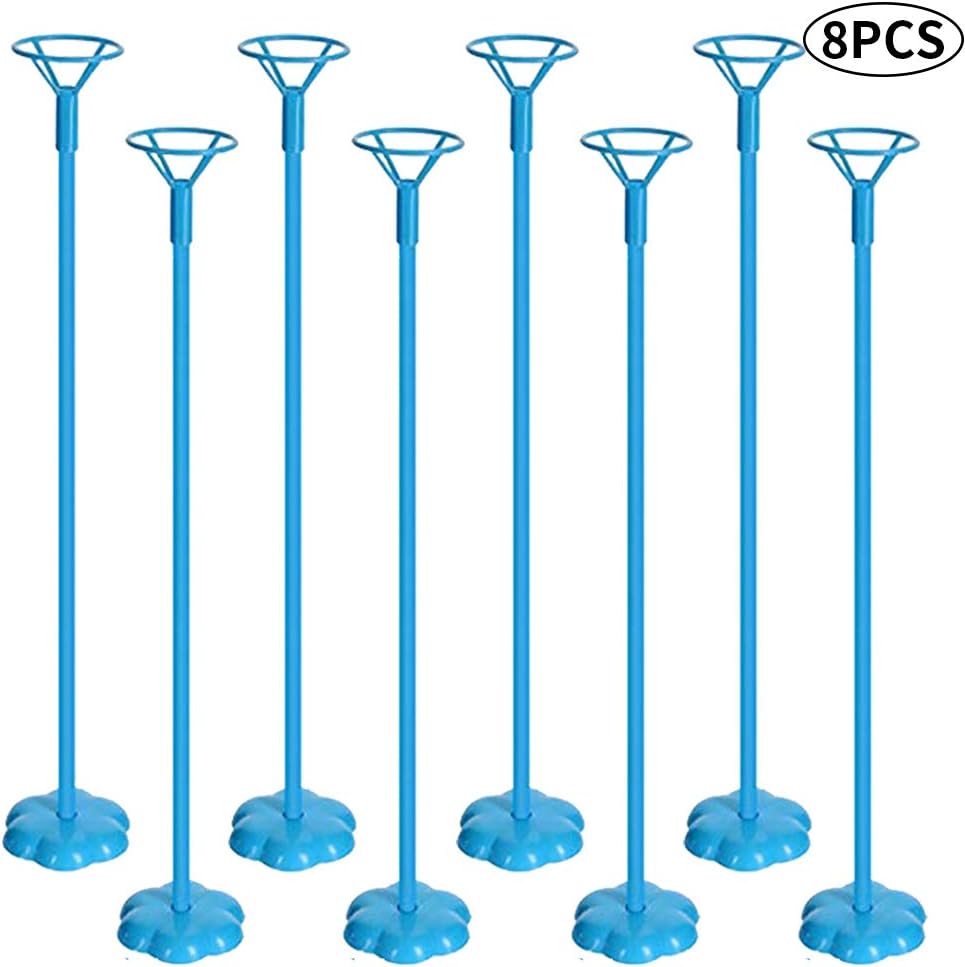 8Pcs Balloon Stick Stand Cup Flower Base Tabletop Centerpiece Decorations Support Holder for Wedding Birthday Baby Shower Party(Blue)