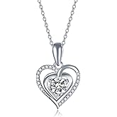 IMOLOVE Heart Pendant Necklaces for Women 925 Sterling Silver with 1-2CT Moissanite Solitaire Jewerly for Women