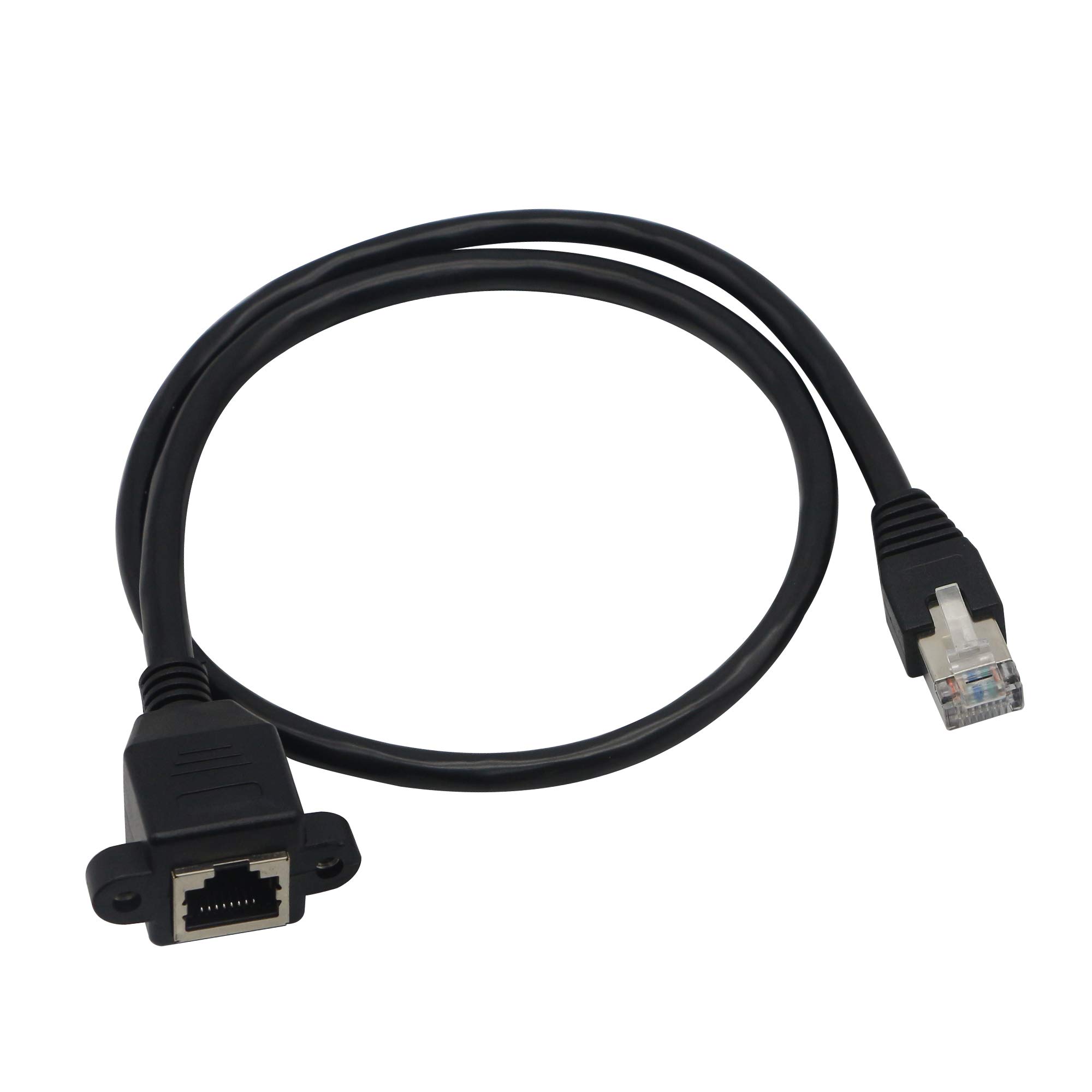 Ethernet Extension Cable,RJ45 Male to Female Screw Panel Mount CAT6/5e/5 Shielded Network LAN Extender Cord Connector (Line)