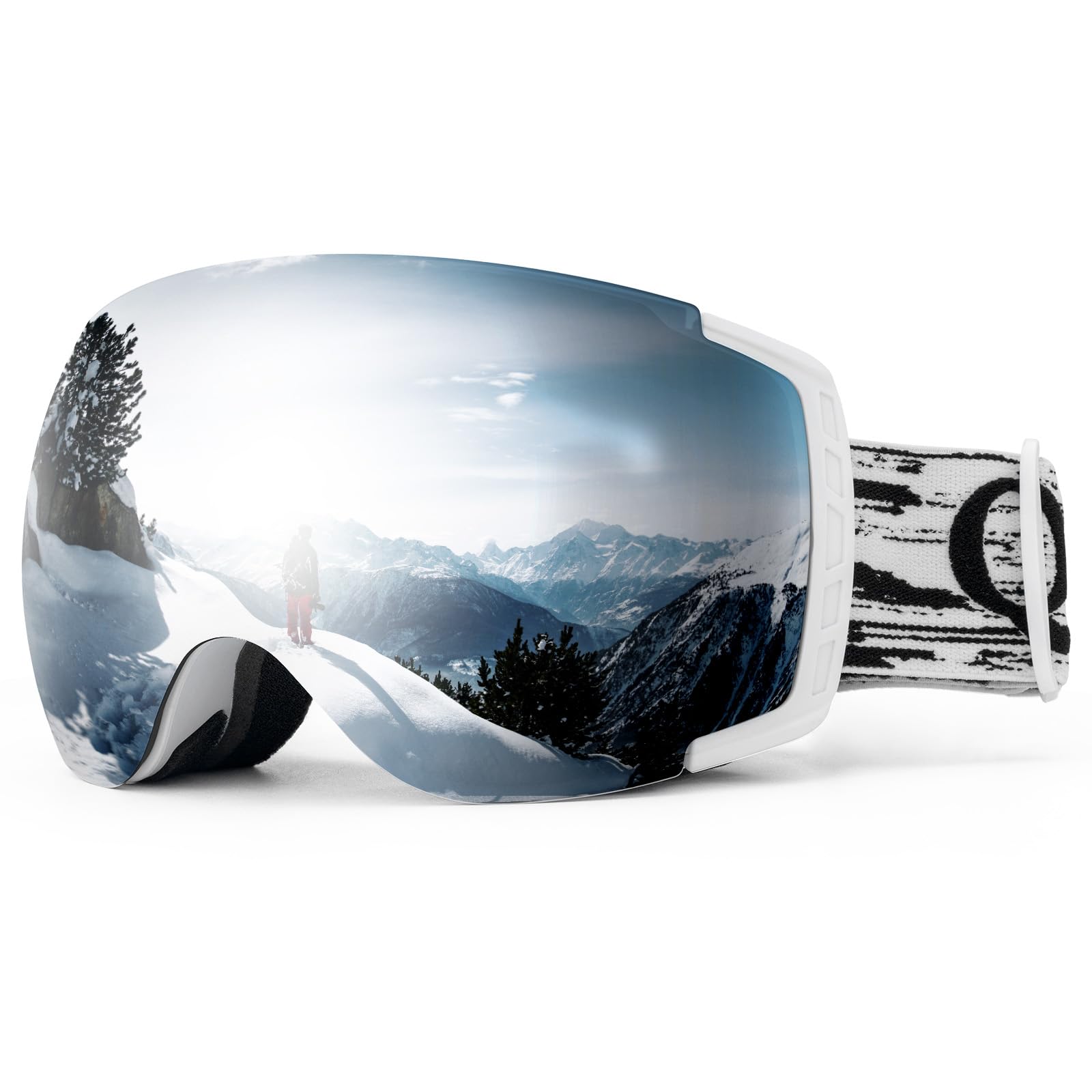 Qunature Ski Goggles OTG Snow Goggles Spherical Dual Lens with UV400 Protection Snowboard Goggles Anti-Fog Windproof for Men Women Ski Glasses Skiing Skating Snowmobiles