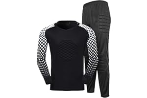 KKmeter Kids Boys Goalkeeper Padded Jersey and Pants Outfit Soccer Goalie Football T-Shirt Training Uniform