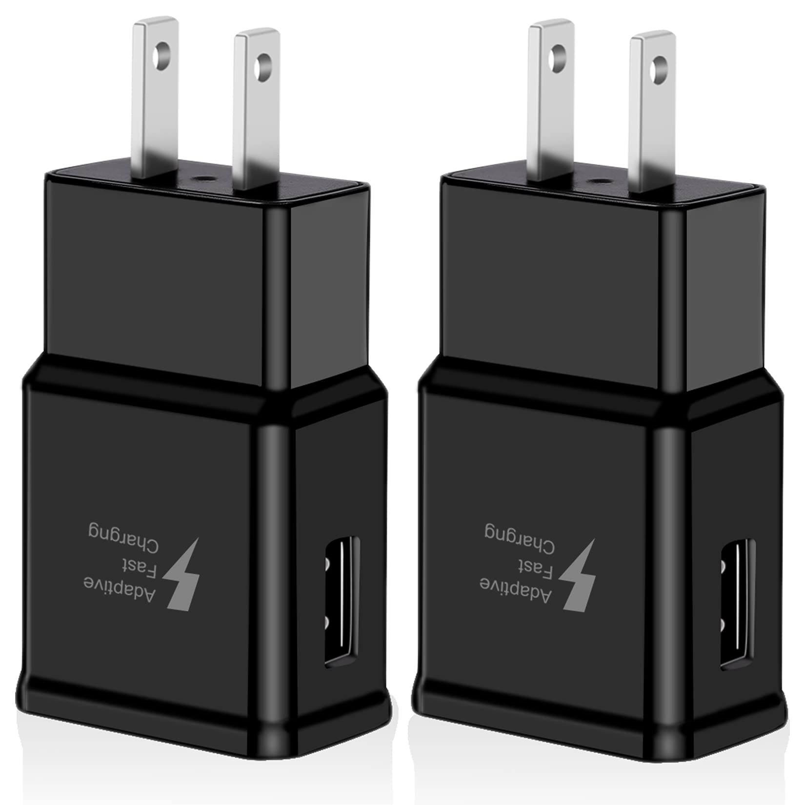 2 Pack Adaptive Fast Charging Block USB Wall Charger Plug Adapter for Samsung Galaxy S25 S24 S23 S22 S21 S20 S10 Plus S9 S8 S7 A36 A25 A20 A16 A15 A14 A13 A12 A05 A03s Note 9 Quick Charge (Black)