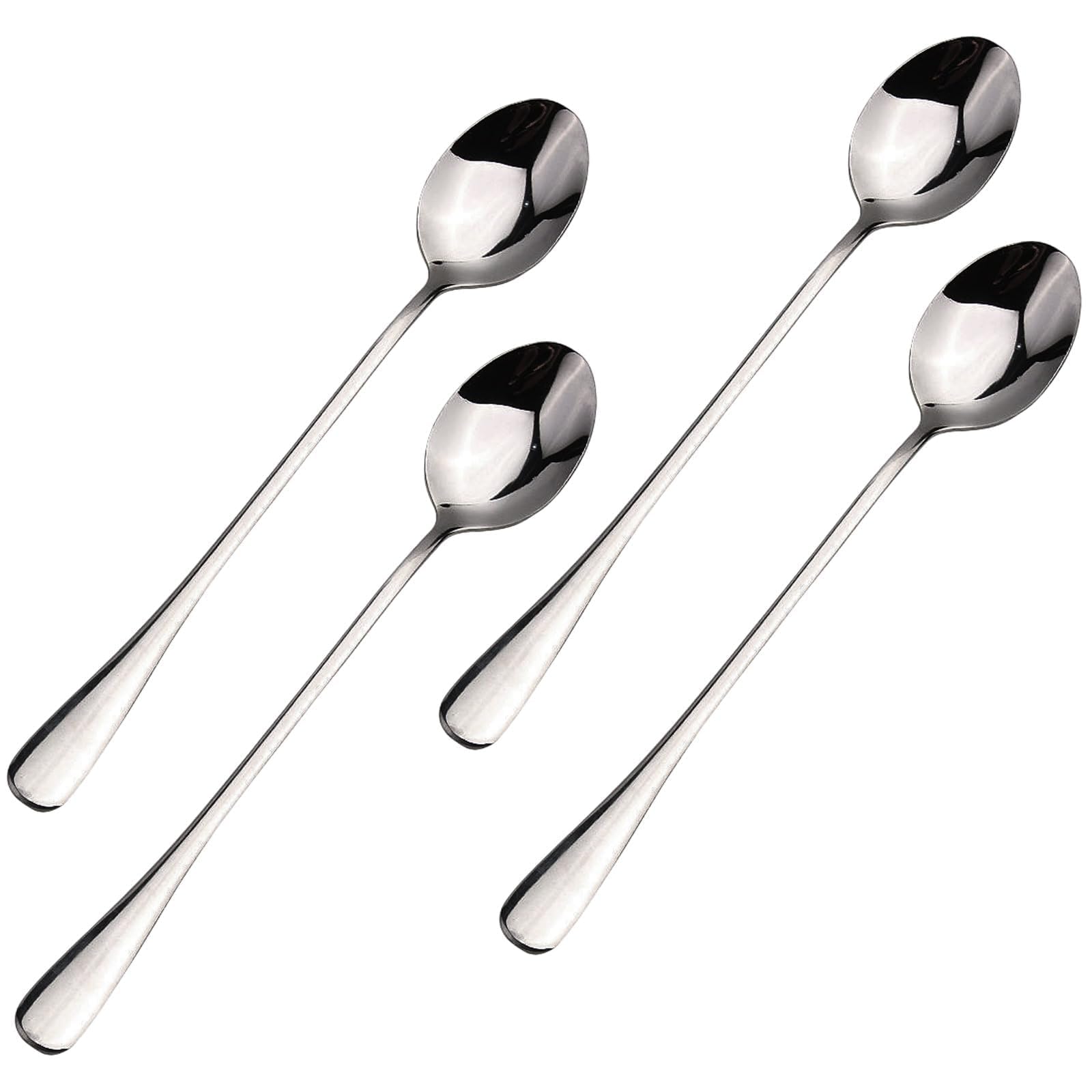 4 Pcs Long Handle Ice Cream Spoons Latte Spoons Stainless Steel for Sundae Dessert Hot Chocolate Jam Teaspoons Set for Home Party,Latte Spoons,Hot Chocolate Spoons,Long Teaspoons,Soup Spoon,Tea Spoons